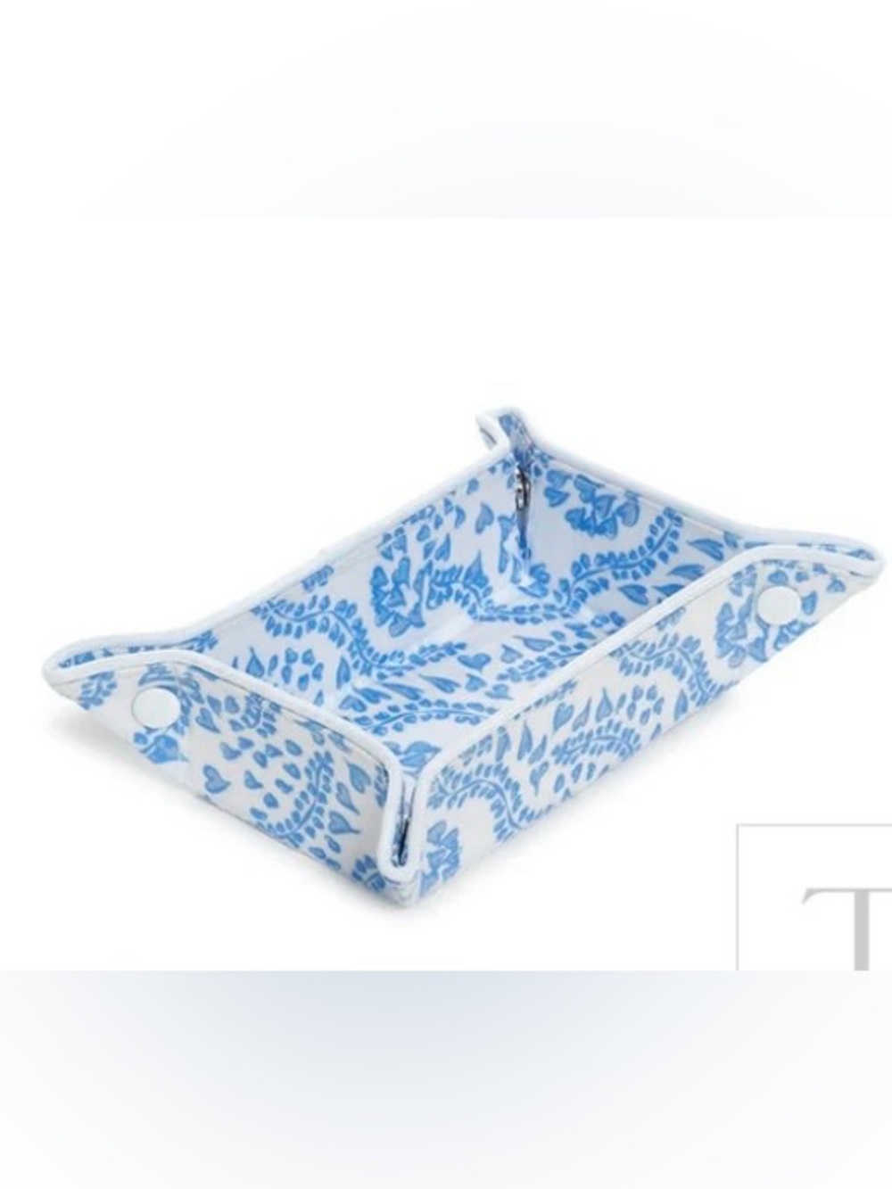 Blue Floral Patterned Fabric Catchall Tray